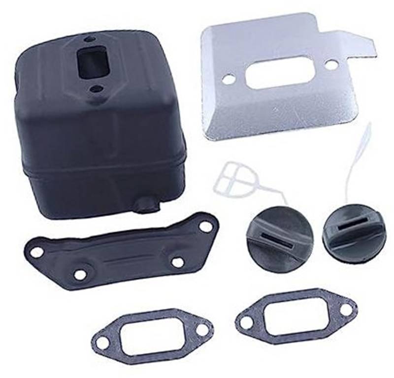 QASULER Schalldämpfer, Auspuff, Kühlplatte, Dichtung, Heizöldeckel-Set, for Husqvarna, 365 362 371 372 372XP Kettensägen-Ersatzteil Kraftstofftank für Hubtrimmer von QASULER