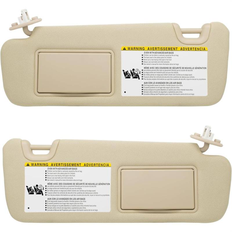 QASULER Sonnenblende mit Licht, for Toyota, Highlander 2014, 2015, 2016, 2017, 2018, 2019. Ersetzt # 74310-0E072-B0 Auto-Sonnenblende(Beige Left and Right) von QASULER