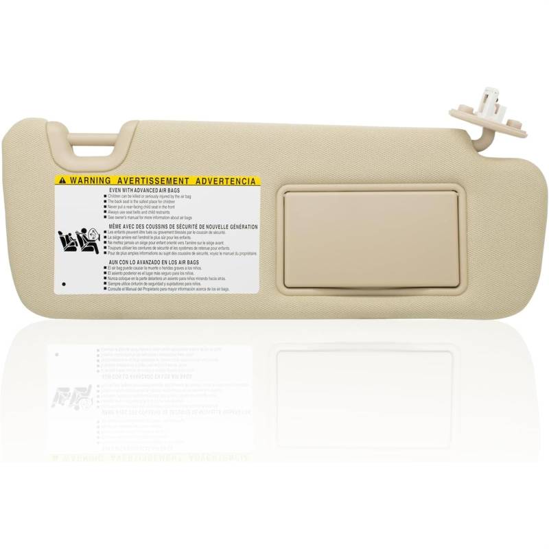 QASULER Sonnenblende mit Licht, for Toyota, Highlander 2014, 2015, 2016, 2017, 2018, 2019. Ersetzt # 74310-0E072-B0 Auto-Sonnenblende(Beige Right Side) von QASULER
