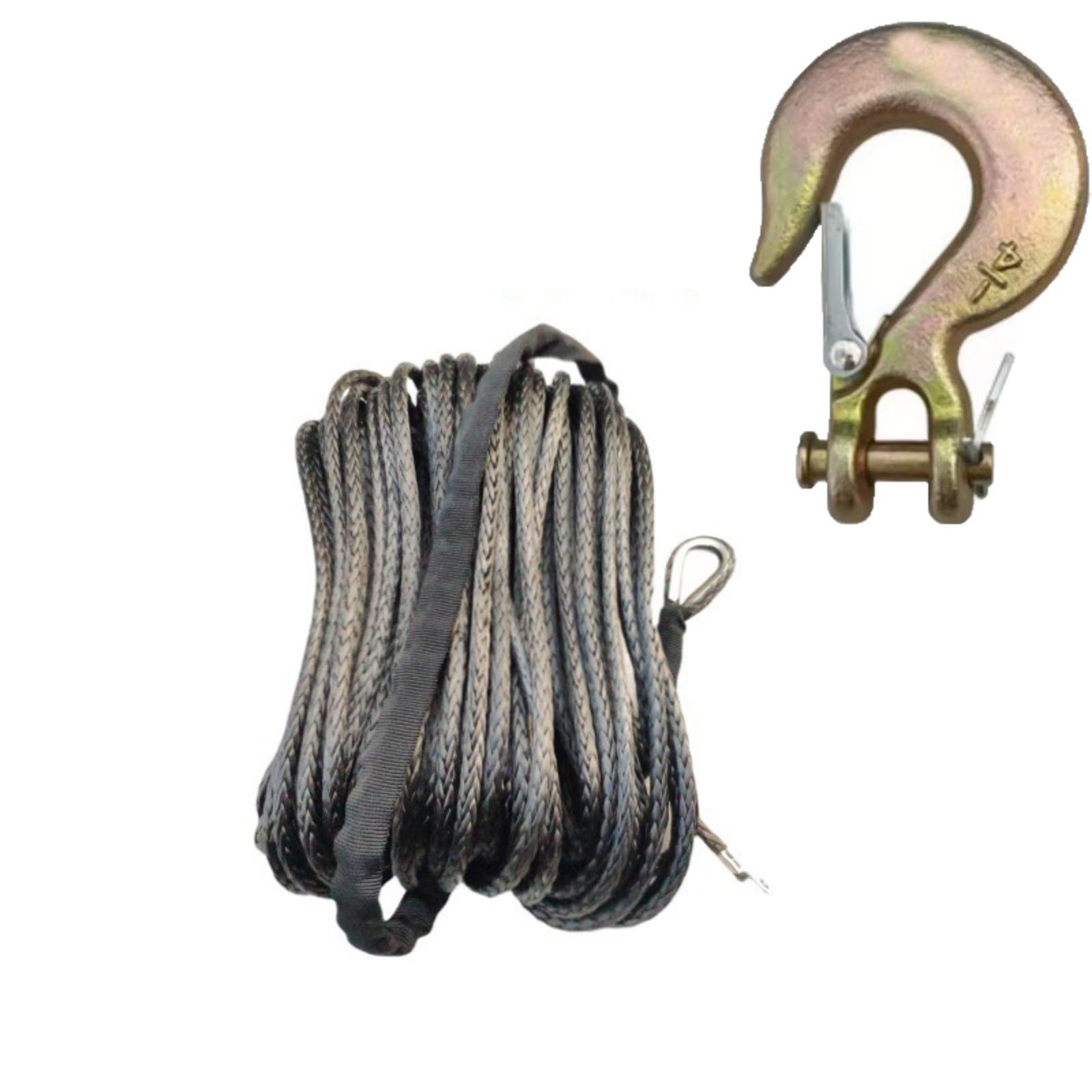 6 mm x 30 m, 13.500 Pfund, Abschleppseil, strapazierfähig, Synthetisches Windenseil, Kabelseil mit schwarzer Schutzhülle(Black) von QASVOU