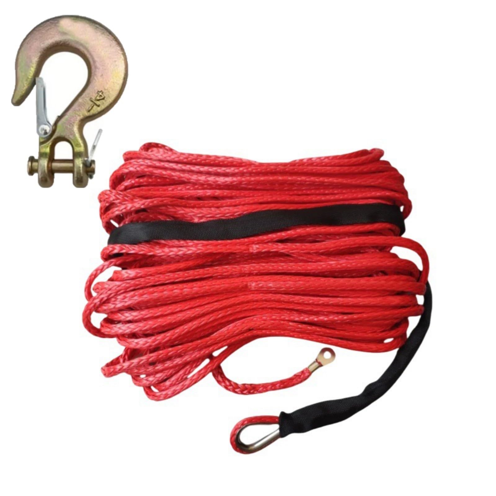 6 mm x 30 m, 13.500 Pfund, Abschleppseil, strapazierfähig, Synthetisches Windenseil, Kabelseil mit schwarzer Schutzhülle(Red) von QASVOU