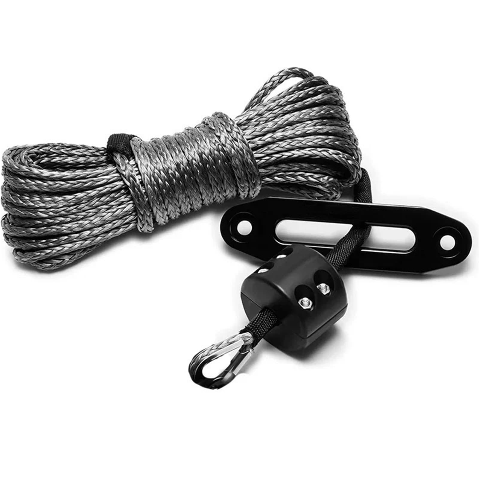 Windenseil Abschleppseil Bergungsseil-Set 1/4 Zoll x 50 Fuß 10000 Pfund Windenseil Leitungskabel mit Schutzhülle Windenführungsstopper(with 6inch Winch) von QASVOU