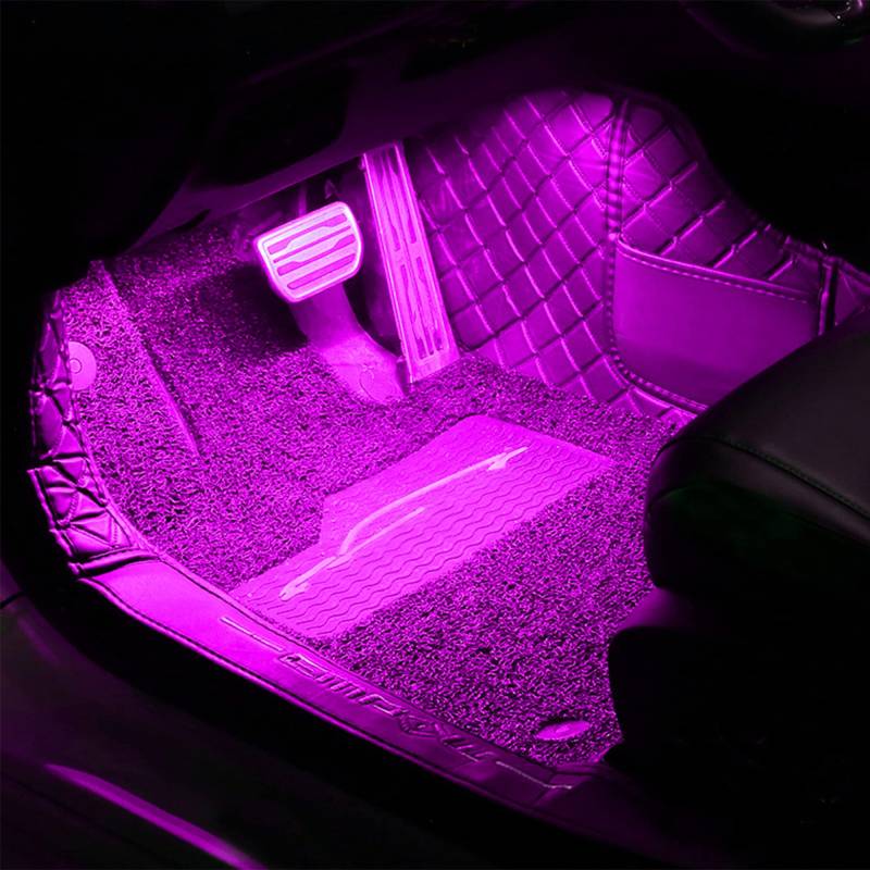 QAUBEN Auto Umgebungsbeleuchtung 64 Farben Mehrfarbige Musik Fußraumbeleuchtung APP Control Auto DIY dekorative Atmosphäre Beleuchtung DC 12V 1W von QAUBEN