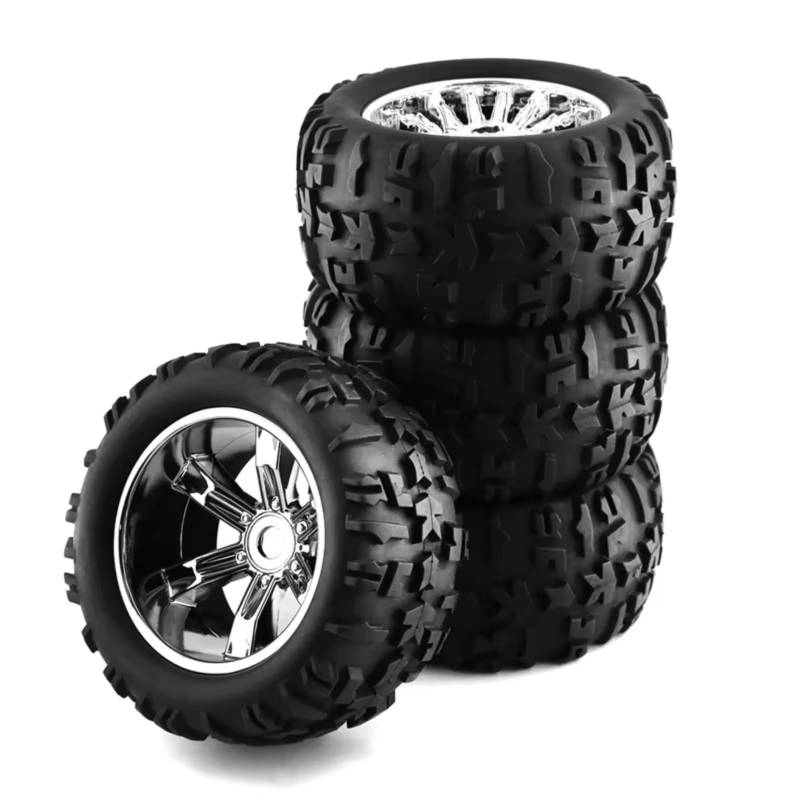 QAWRYV Für Arrma Für Traxxas 1/10 4Pcs 150MM Reifen Rad Reifen 17Mm Hex RC Auto RC Für Buggy LKW RC Upgrade Zubehör(Titanium) von QAWRYV