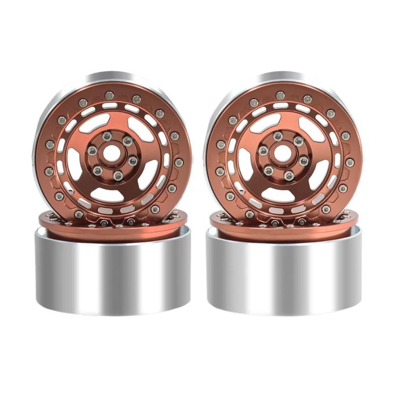 QAWRYV Für Axial Für SCX10 Für Wraith Für Capra Für Traxxas Für TRX4 1/10 4 Stücke Metall 2,2 "Beadlock Felge Rad Hub RC Crawler Auto RC Upgrade Zubehör(Brown) von QAWRYV