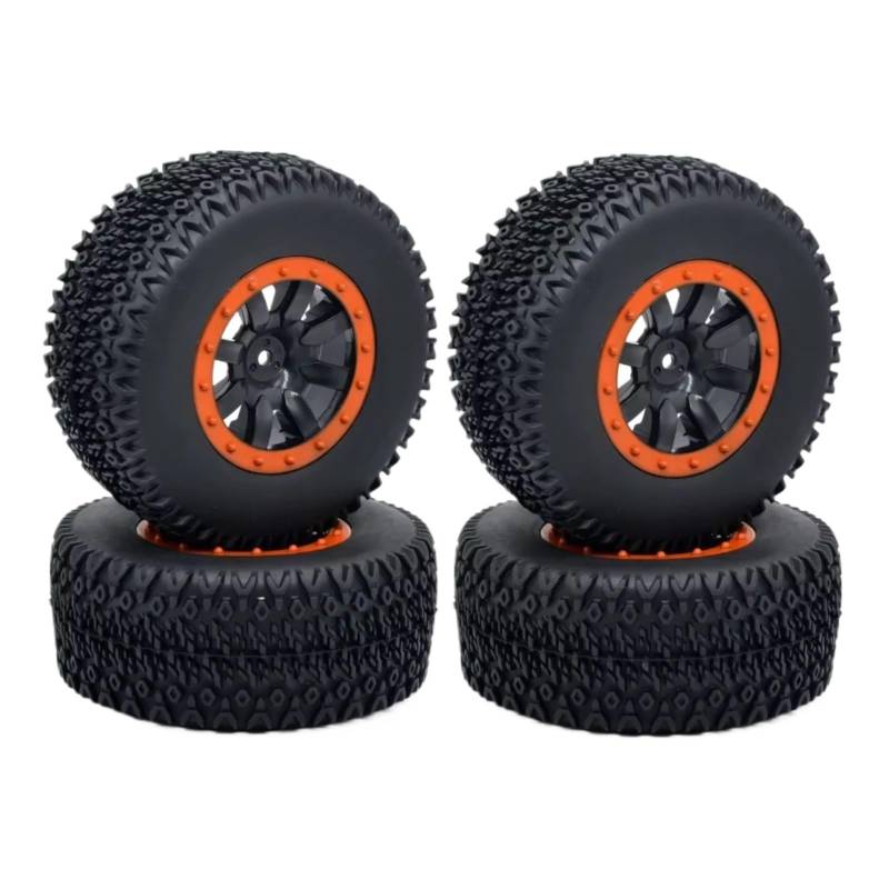 QAWRYV Für Huanqi 727 Für Remo 1/10 Reifen Rad Räder RC Fernbedienung Modell Short-Course Truck Für Buggy Teile RC Upgrade Zubehör(Orange) von QAWRYV