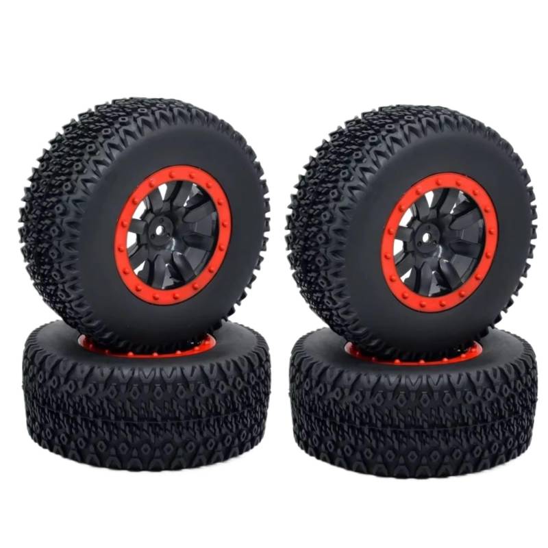QAWRYV Für Huanqi 727 Für Remo 1/10 Reifen Rad Räder RC Fernbedienung Modell Short-Course Truck Für Buggy Teile RC Upgrade Zubehör(Red) von QAWRYV