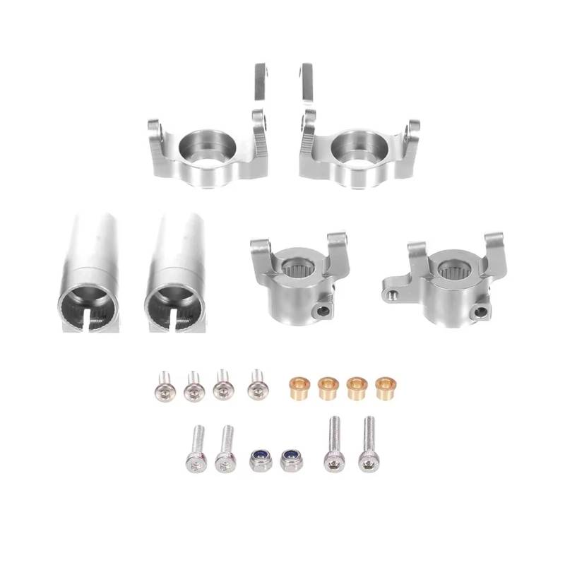 QAWRYV RC Achsschenkel Lenkbecher Für Axial Für SCX10 II 90046 90047 Metall Front Steering Knuckles C Hub Carrier Hinterachse Lock Out Set RC Auto Teile(Silver) von QAWRYV