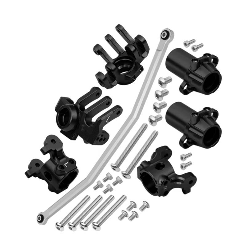 QAWRYV RC Achsschenkel Lenkbecher Für Axial RBX10 Für Ryft 4WD AXI03005 1/10 Alu C-Hubs Knuckle Arm Steering Rod Hinten Knuckle Arm RC Auto Upgrade Zubehör(Black) von QAWRYV