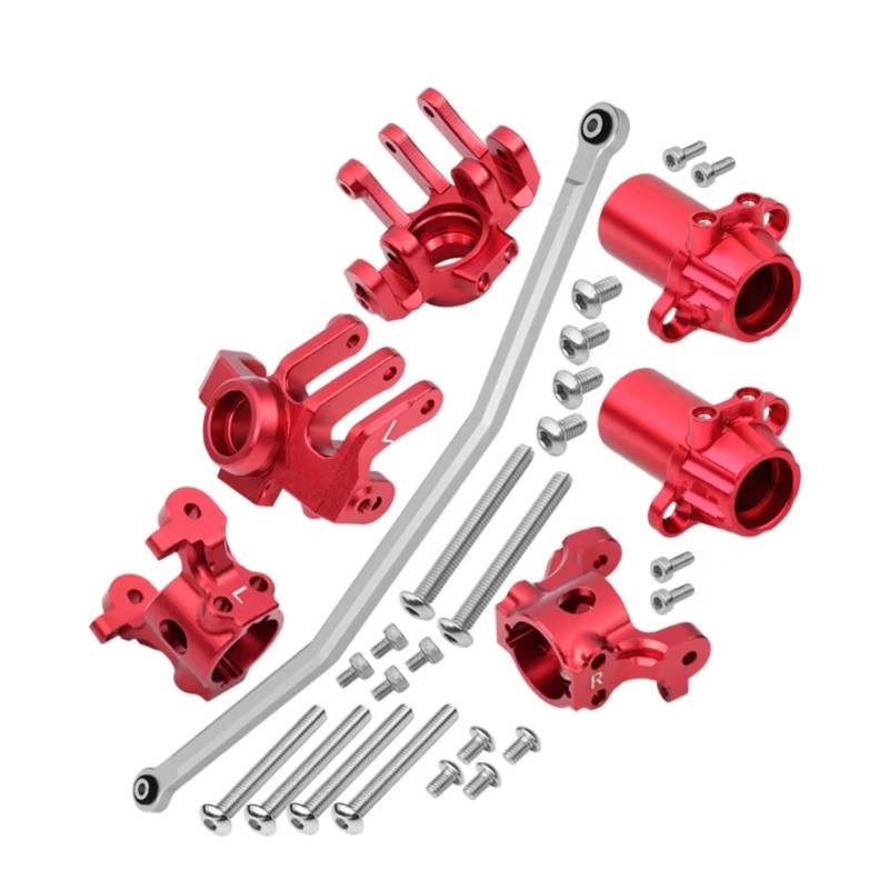 QAWRYV RC Achsschenkel Lenkbecher Für Axial RBX10 Für Ryft 4WD AXI03005 1/10 Alu C-Hubs Knuckle Arm Steering Rod Hinten Knuckle Arm RC Auto Upgrade Zubehör(Red) von QAWRYV