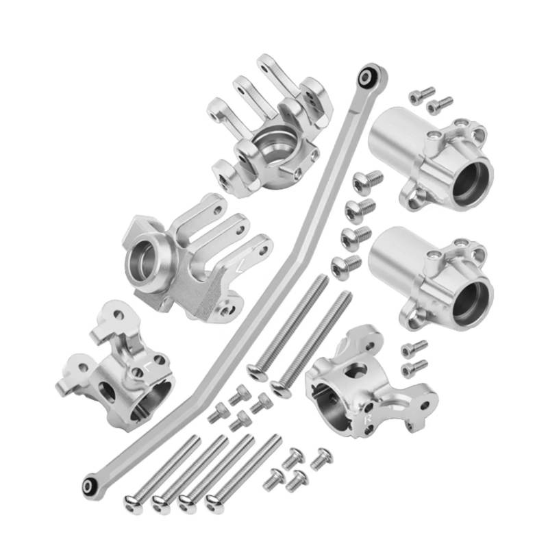 QAWRYV RC Achsschenkel Lenkbecher Für Axial RBX10 Für Ryft 4WD AXI03005 1/10 Alu C-Hubs Knuckle Arm Steering Rod Hinten Knuckle Arm RC Auto Upgrade Zubehör(Silver) von QAWRYV