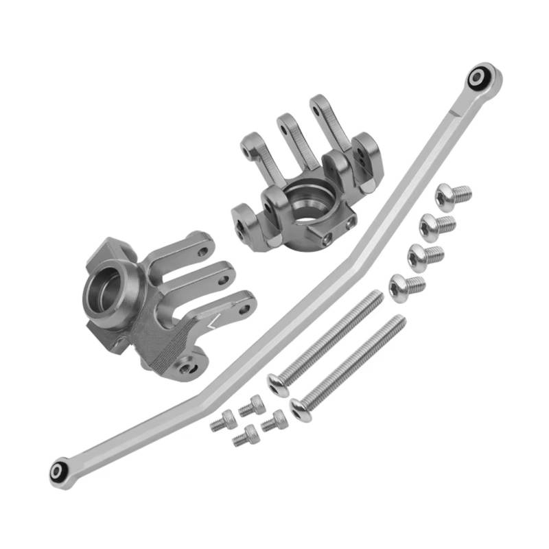 QAWRYV RC Achsschenkel Lenkbecher Für Axial RBX10 Für Ryft 4WD AXI03005 1/10 Legierung Vorderer Achsschenkelarm Mit Lenkstange RC Auto Upgrade Zubehör Ändern Teile(Gray) von QAWRYV