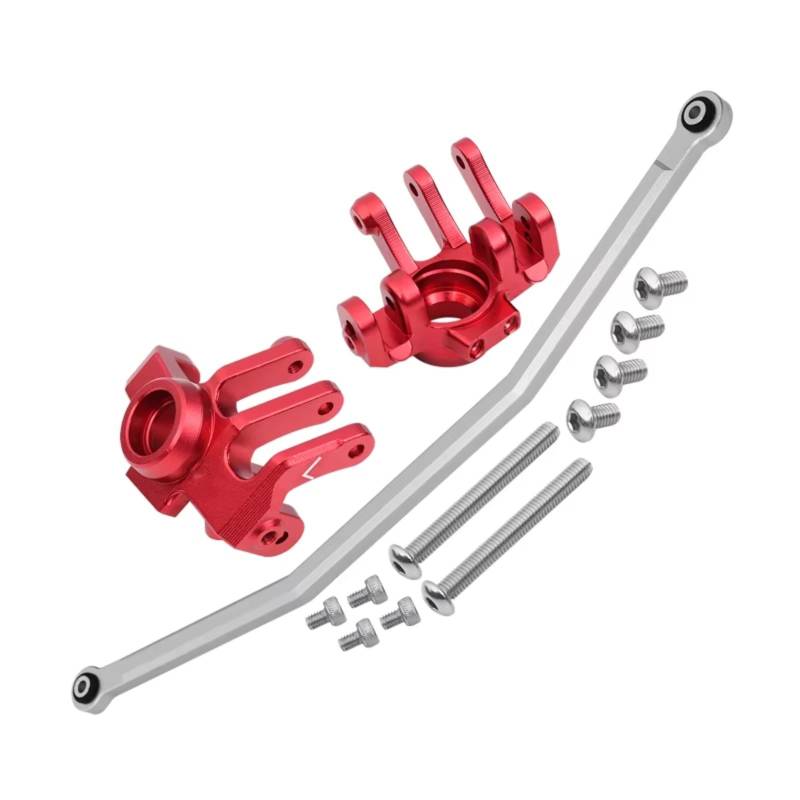 QAWRYV RC Achsschenkel Lenkbecher Für Axial RBX10 Für Ryft 4WD AXI03005 1/10 Legierung Vorderer Achsschenkelarm Mit Lenkstange RC Auto Upgrade Zubehör Ändern Teile(Red) von QAWRYV