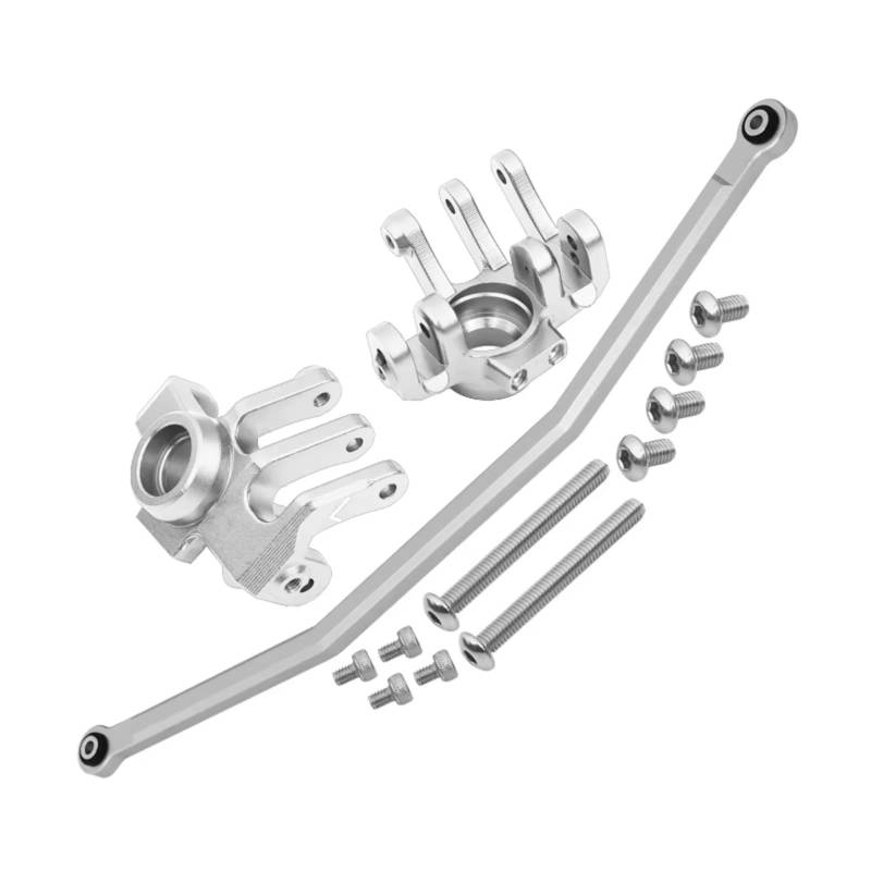 QAWRYV RC Achsschenkel Lenkbecher Für Axial RBX10 Für Ryft 4WD AXI03005 1/10 Legierung Vorderer Achsschenkelarm Mit Lenkstange RC Auto Upgrade Zubehör Ändern Teile(Silver) von QAWRYV