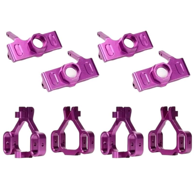 QAWRYV RC Achsschenkel Lenkbecher Für HPI Für Savage Für Flux 8-teiliges Aluminiumlegierung-Vorder- Und Hinterradlenker-C-HUB-Set Für Den Sitz-Knöchelarm RC-Auto-Upgrade-Teile(Purple) von QAWRYV