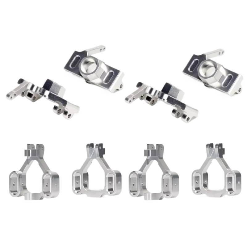 QAWRYV RC Achsschenkel Lenkbecher Für HPI Für Savage Für Flux 8-teiliges Aluminiumlegierung-Vorder- Und Hinterradlenker-C-HUB-Set Für Den Sitz-Knöchelarm RC-Auto-Upgrade-Teile(Silver) von QAWRYV