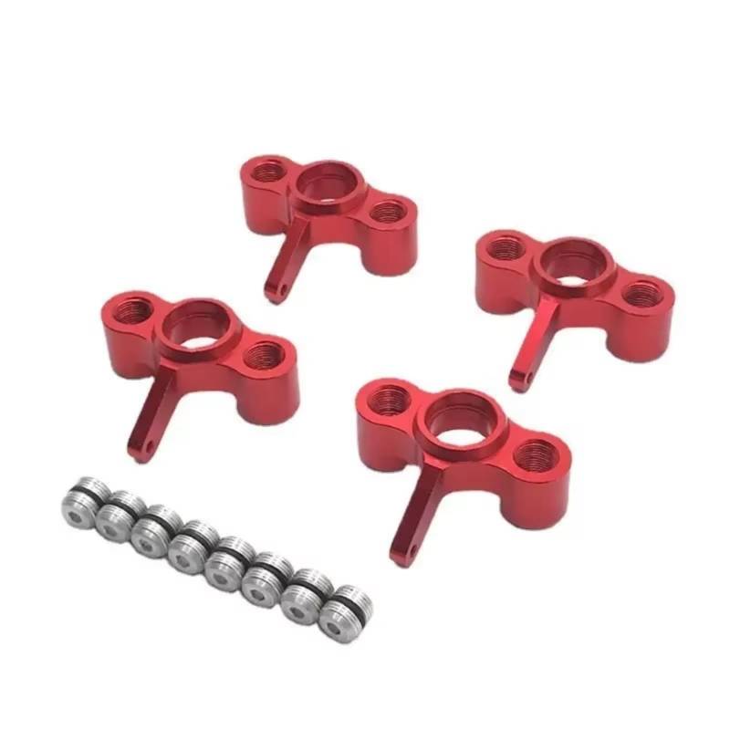 QAWRYV RC Achsschenkel Lenkbecher Für JLB Für Cheetah 11101 21101 J3 Geschwindigkeit 1/10 4Pcs Metall Achsschenkel Hub Carrier RC Auto Für Racing Upgrade Teile(Red) von QAWRYV