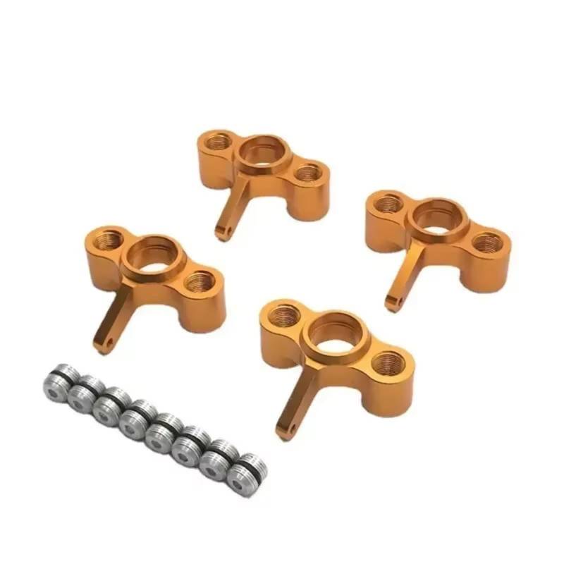 QAWRYV RC Achsschenkel Lenkbecher Für JLB Für Cheetah 11101 21101 J3 Geschwindigkeit 1/10 4Pcs Metall Achsschenkel Hub Carrier RC Für Racing Auto Upgrade Teile(Yellow) von QAWRYV