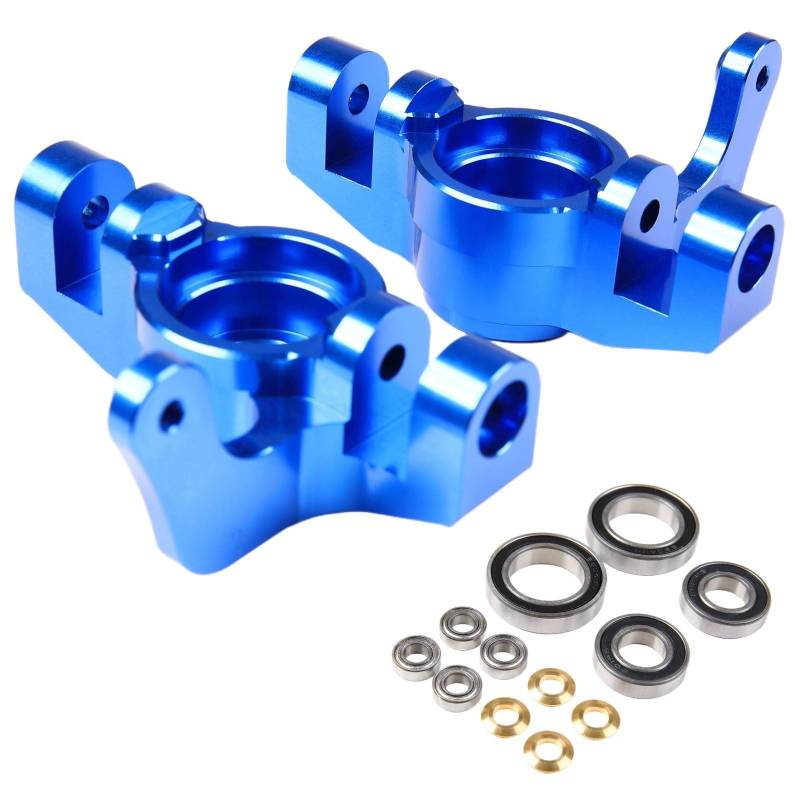 QAWRYV RC Achsschenkel Lenkbecher Für Losi 5IVE T / 5T 2.0 1/5 CNC Aluminium Frontspindelblock Knöchellager RC Auto Upgrade Zubehör Ersetzen Sie Ändernde Teile(Blue) von QAWRYV