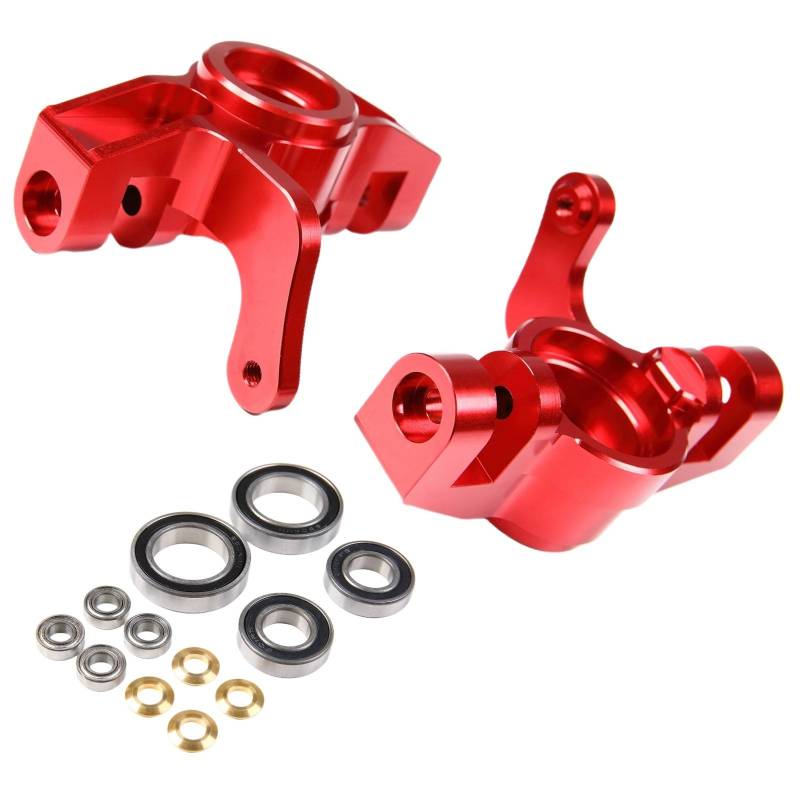 QAWRYV RC Achsschenkel Lenkbecher Für Losi 5IVE T / 5T 2.0 1/5 CNC Aluminium Frontspindelblock Knöchellager RC Auto Upgrade Zubehör Ersetzen Sie Ändernde Teile(Red) von QAWRYV