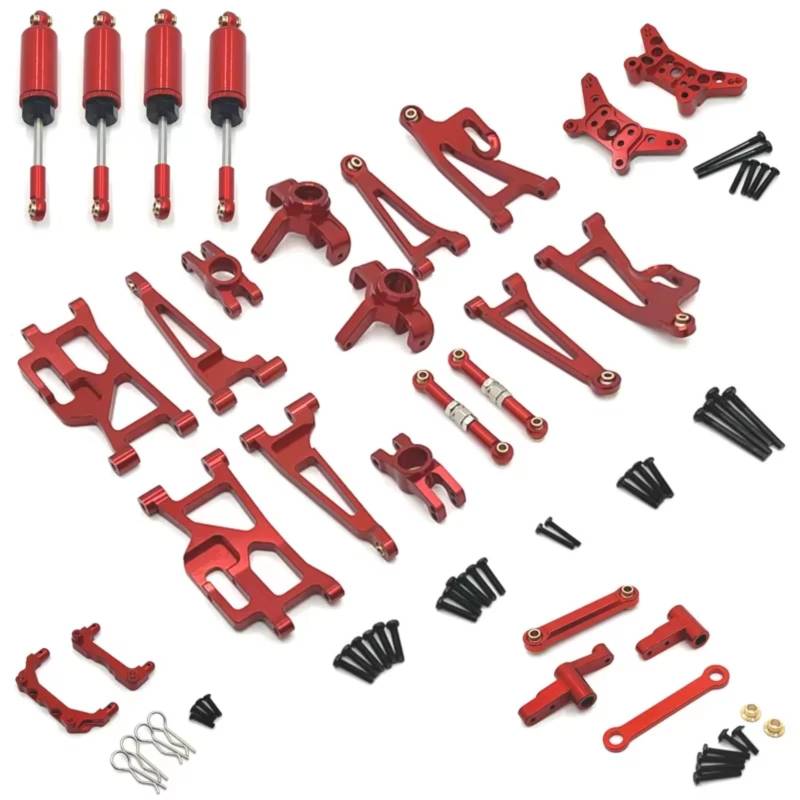 QAWRYV RC Achsschenkel Lenkbecher Für MJX 14209 14210 1/14 Metall Lenkung Tasse Hub Carrier Oberen Unteren Für Schaukel Arm Set Stoßdämpfer RC Auto Upgrade Teile Zubehör(Red) von QAWRYV