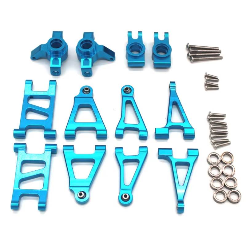 QAWRYV RC Achsschenkel Lenkbecher Für MJX 14303 14301 14302 1/14 Metall Vorne Und Hinten Für Swing Arm Lenkung Cup Kit RC 4WD Fernbedienung Auto Upgrade Armaturen(Blue) von QAWRYV
