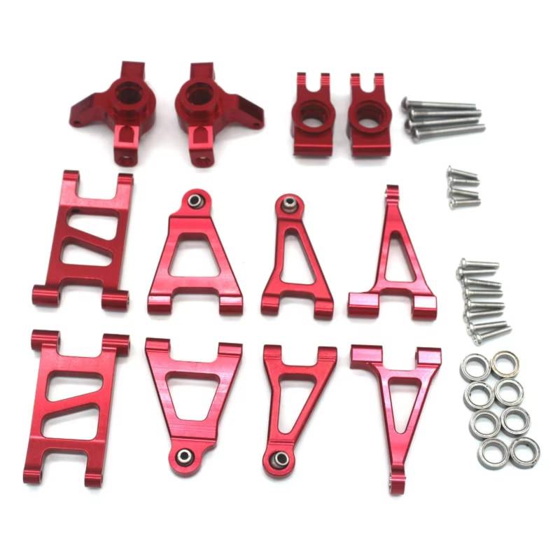 QAWRYV RC Achsschenkel Lenkbecher Für MJX 14303 14301 14302 1/14 Metall Vorne Und Hinten Für Swing Arm Lenkung Cup Kit RC 4WD Fernbedienung Auto Upgrade Armaturen(Red) von QAWRYV