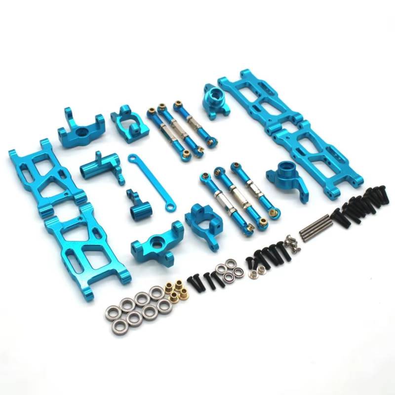 QAWRYV RC Achsschenkel Lenkbecher Für Relalo AM-X12 AM-D12 1/12 14015 14005E 1/14 Metall Für Schwinge Lenkung Tasse Spurstange 7-teiliges Set RC Auto Zubehör(Blue) von QAWRYV