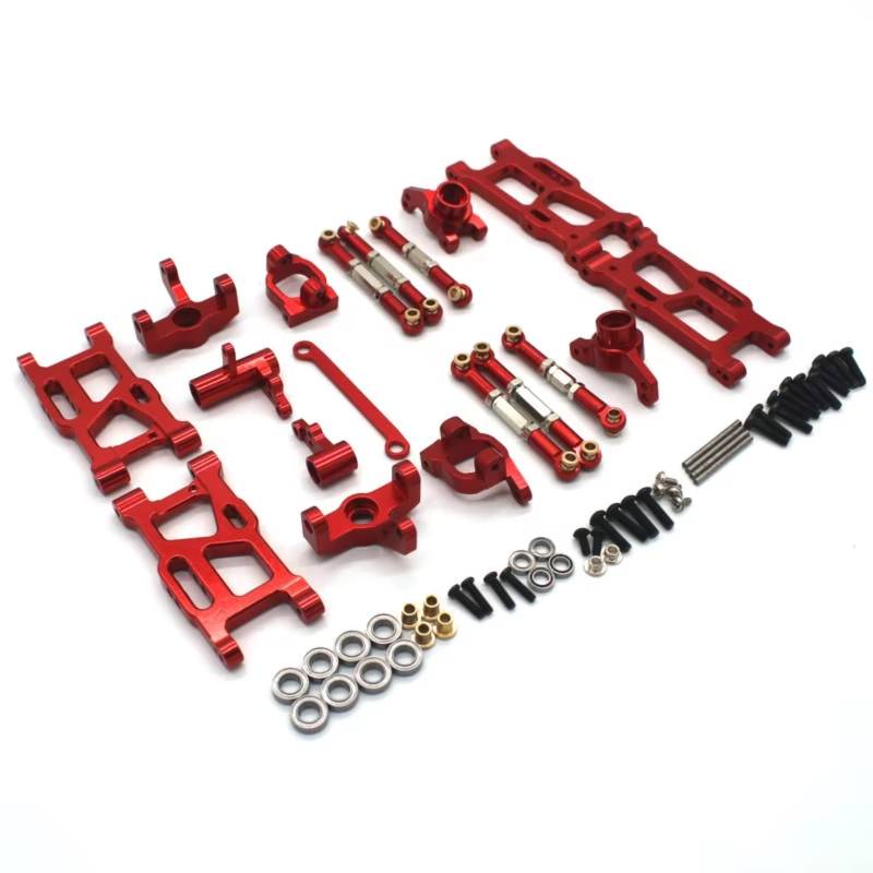 QAWRYV RC Achsschenkel Lenkbecher Für Relalo AM-X12 AM-D12 1/12 14015 14005E 1/14 Metall Für Schwinge Lenkung Tasse Spurstange 7-teiliges Set RC Auto Zubehör(Red) von QAWRYV