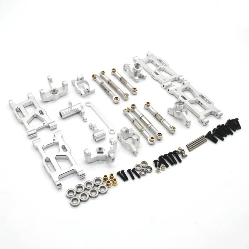 QAWRYV RC Achsschenkel Lenkbecher Für Relalo AM-X12 AM-D12 1/12 14015 14005E 1/14 Metall Für Schwinge Lenkung Tasse Spurstange 7-teiliges Set RC Auto Zubehör(Silver) von QAWRYV