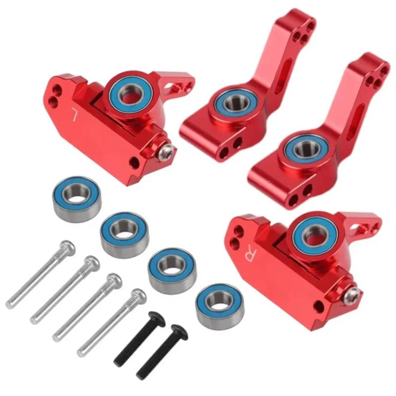QAWRYV RC Achsschenkel Lenkbecher Für Traxxas Für Slash 2WD 1/10 Metall Front Steering Blöcke Caster Block Hinten Stummel Achse Träger RC Auto Upgrade Zubehör(Red) von QAWRYV