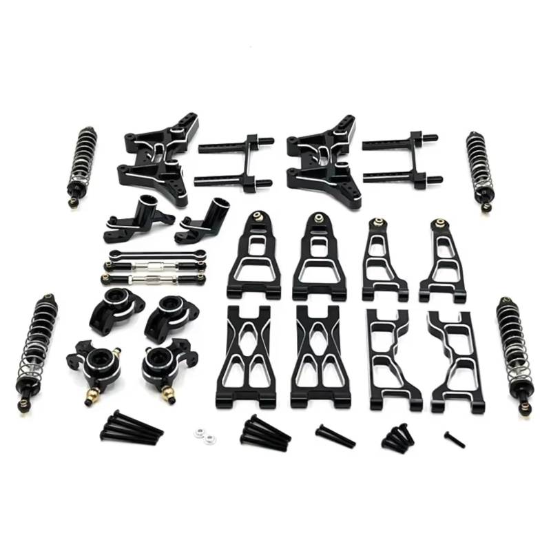 QAWRYV RC Achsschenkel Lenkbecher Für UD1201 UD1202 PRO 1/12 Metall Lenkung Tasse Stoßdämpfer Suspension Arm Shock Tower Link Kit RC Auto Upgrade Teile Zubehör(Black) von QAWRYV