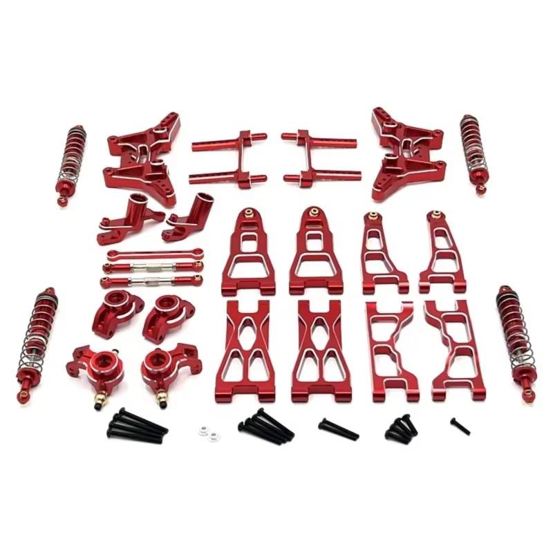 QAWRYV RC Achsschenkel Lenkbecher Für UD1201 UD1202 PRO 1/12 Metall Lenkung Tasse Stoßdämpfer Suspension Arm Shock Tower Link Kit RC Auto Upgrade Teile Zubehör(Red) von QAWRYV
