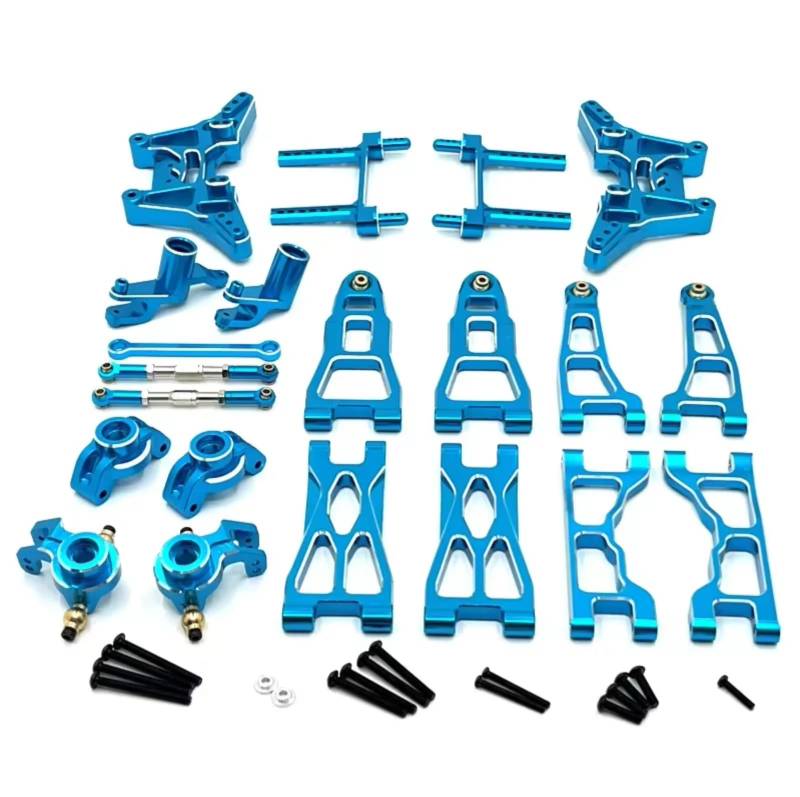 QAWRYV RC Achsschenkel Lenkbecher Für UD1201 UD1202 PRO 1/12 Metall Lenkung Tasse Vorne Und Hinten Suspension Arm Shock Tower Link Kit RC Auto Teile(Blue) von QAWRYV