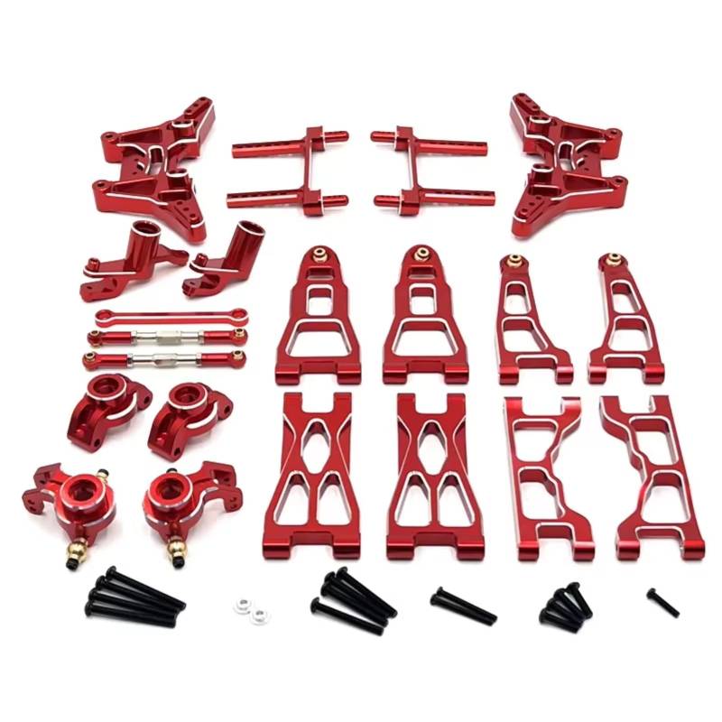 QAWRYV RC Achsschenkel Lenkbecher Für UD1201 UD1202 PRO 1/12 Metall Lenkung Tasse Vorne Und Hinten Suspension Arm Shock Tower Link Kit RC Auto Teile(Red) von QAWRYV