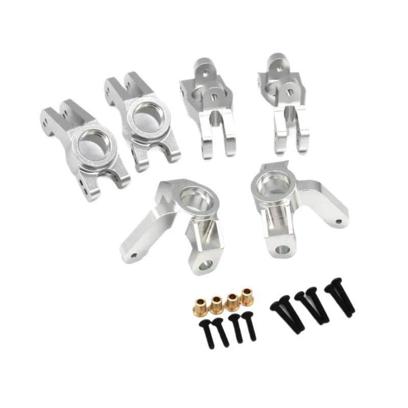 QAWRYV RC Achsschenkel Lenkbecher Für VKAR Bison 1/10 Metall Lenkung Tasse Hinten Transponieren C Für Sitz RC 4WD Fernbedienung Auto Upgrade Zubehör Teile Ersetzen(Silver) von QAWRYV