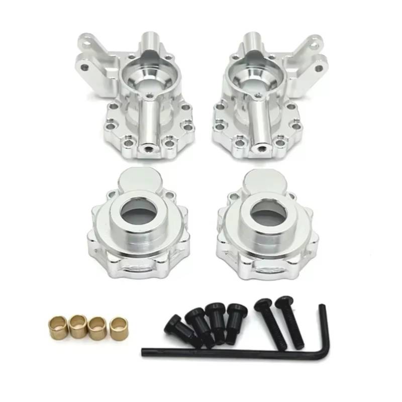 QAWRYV RC Achsschenkel Lenkbecher Für WLtoys 104006 104010 104020 104026 1/10 Vorderachse Lenkung Tasse Achsschenkel Fernbedienung Auto Upgrade Zubehör(Silver) von QAWRYV