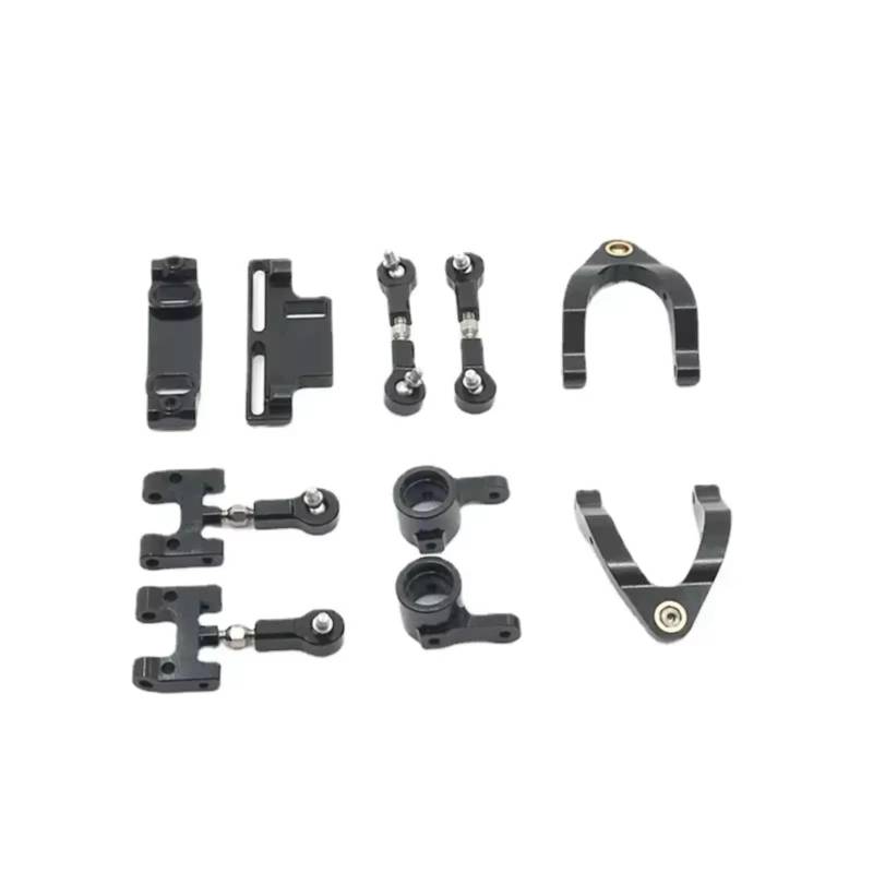 QAWRYV RC Achsschenkel Lenkbecher Für WPL D12 CNC Metall Oberen Unteren Für Schaukel Arm Achsschenkel Lenkung Tasse Kugelgelenk Set RC Auto Zubehör Teile(Black) von QAWRYV