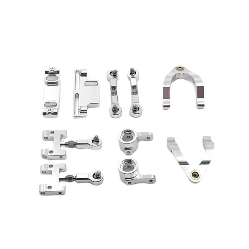 QAWRYV RC Achsschenkel Lenkbecher Für WPL D12 CNC Metall Oberen Unteren Für Schaukel Arm Achsschenkel Lenkung Tasse Kugelgelenk Set RC Auto Zubehör Teile(Silver) von QAWRYV