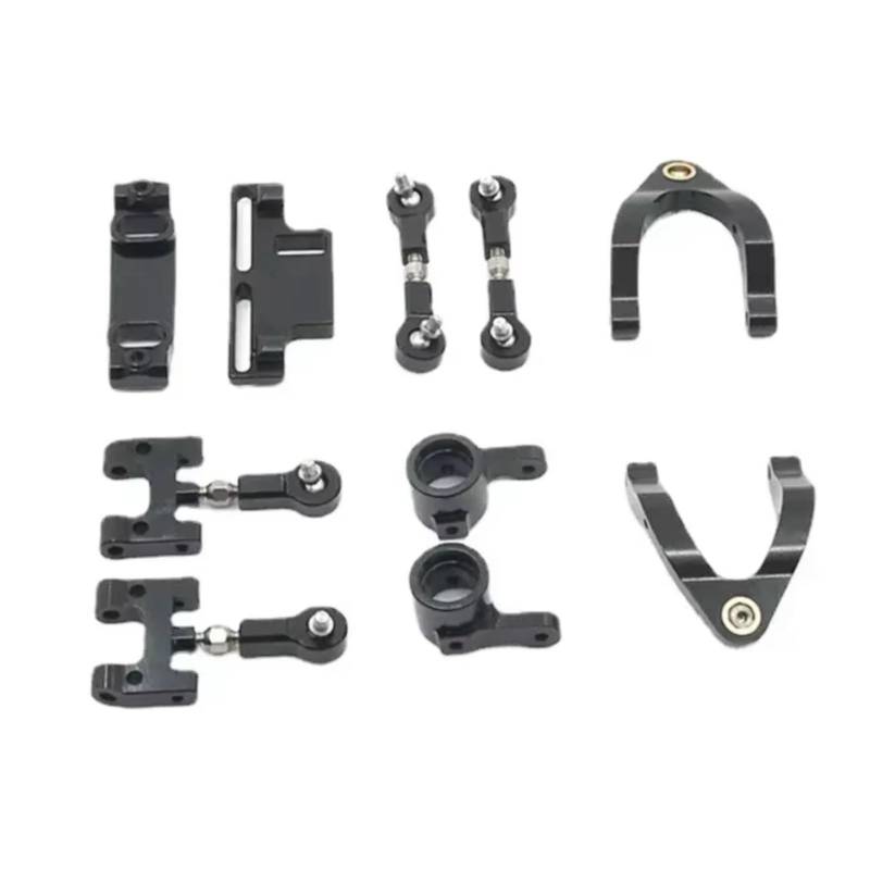 QAWRYV RC Achsschenkel Lenkbecher Für WPL D12 CNC Metall Oberen Unteren Für Schaukel Arm Lenkung Tasse Achsschenkel Kugelgelenk Set RC Auto Upgrades Zubehör Teile(Black) von QAWRYV