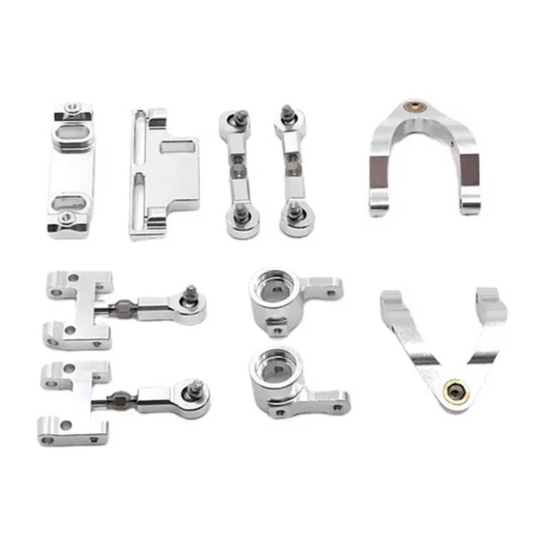 QAWRYV RC Achsschenkel Lenkbecher Für WPL D12 CNC Metall Oberen Unteren Für Schaukel Arm Lenkung Tasse Achsschenkel Kugelgelenk Set RC Auto Upgrades Zubehör Teile(Silver) von QAWRYV
