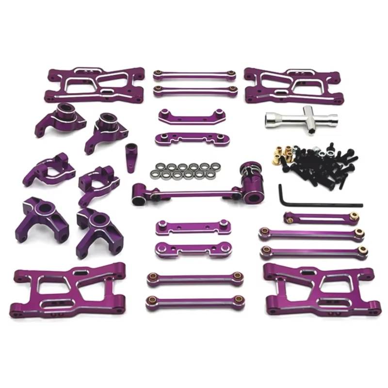 QAWRYV RC Achsschenkel Lenkbecher Für Wltoys 144001 144010 124007 124008 124017 124018 124019 Metall Suspension Arm Lenkung Tasse Hub Carrier Link Stange Upgrade Teile(Purple) von QAWRYV