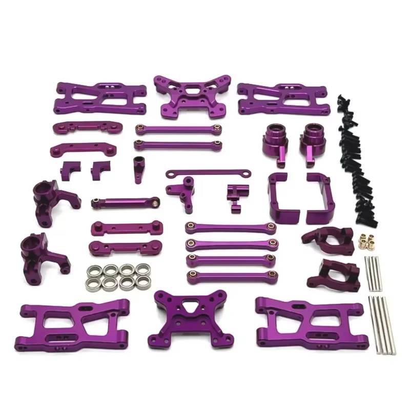 QAWRYV RC Achsschenkel Lenkbecher Für Wltoys 144016 144018 1/14 Metall Lenkung Tasse Hub Carrier Für Schaukel Arm Link Rod Shock Tower RC Auto Upgrade Teile(Purple) von QAWRYV