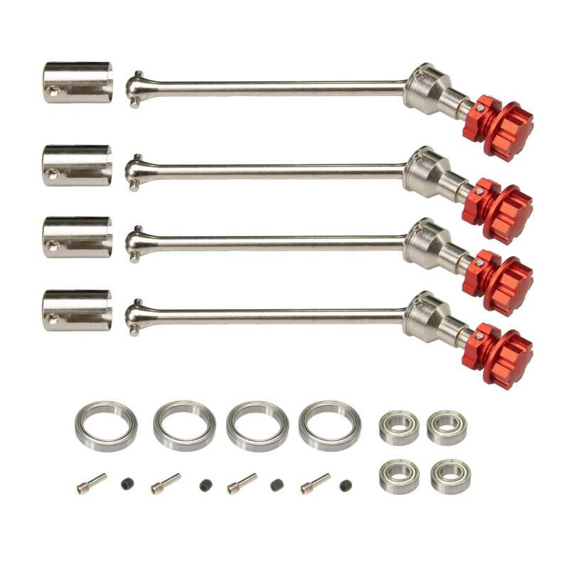 QAWRYV RC Antriebswelle Für Traxxas Für Maxx Für WideMaxx 1/10 8996X Erweiterte Antriebswelle CVD Mit Keilrad Hex Getriebewelle Modifikation RC Auto Upgrade Teile(Red,Size 2) von QAWRYV