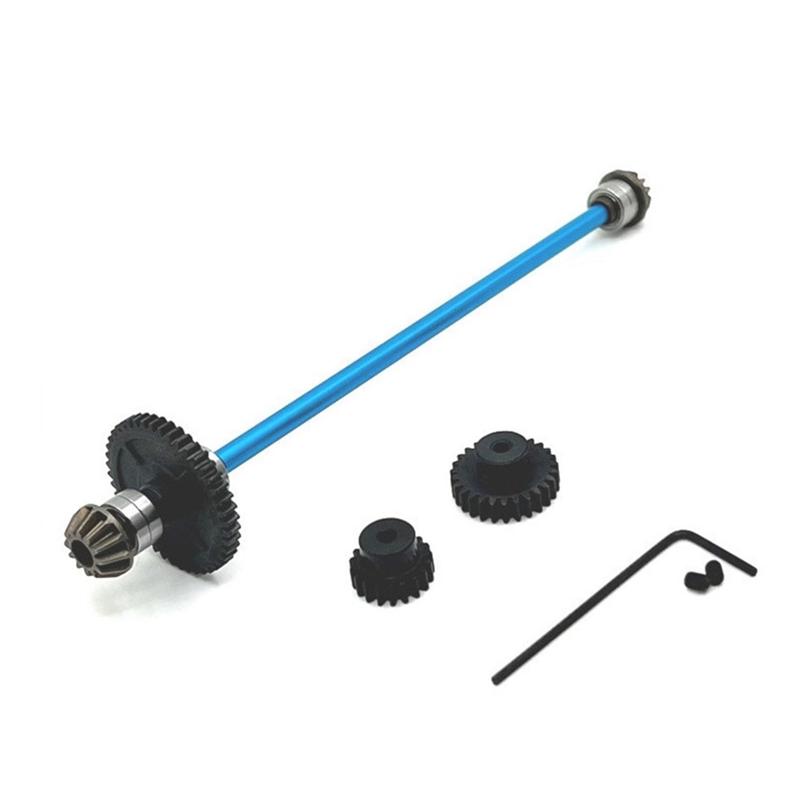 QAWRYV RC Antriebswelle Für Wltoys 124007 124017 124016 124018 124019 Hundeknochen-Mittlere Antriebswelle Montage 44T Reduktionsgetriebe 19T 27T Motorgetriebe 1/12 RC Auto Upgrade Teile(Blue) von QAWRYV