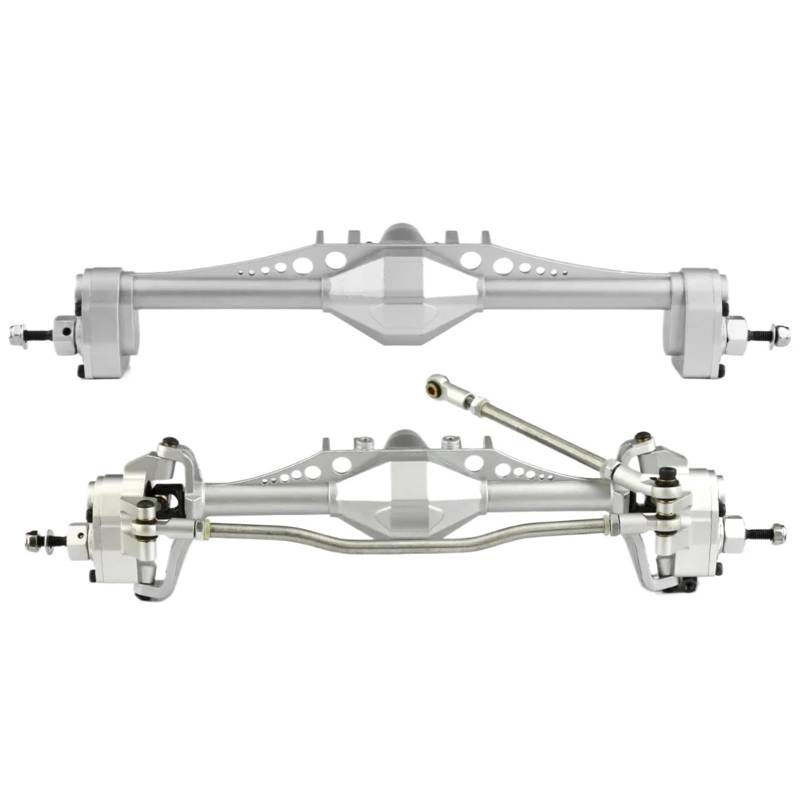 QAWRYV RC Upgrade Zubehör Für Axial Für Capra UTB10 1,9 Für UTB 1/10 2 Stücke Metall Vorne Und Hinten Portal Achse RC Crawler Auto Upgrade Teile Geändert Zubehör(Silver) von QAWRYV