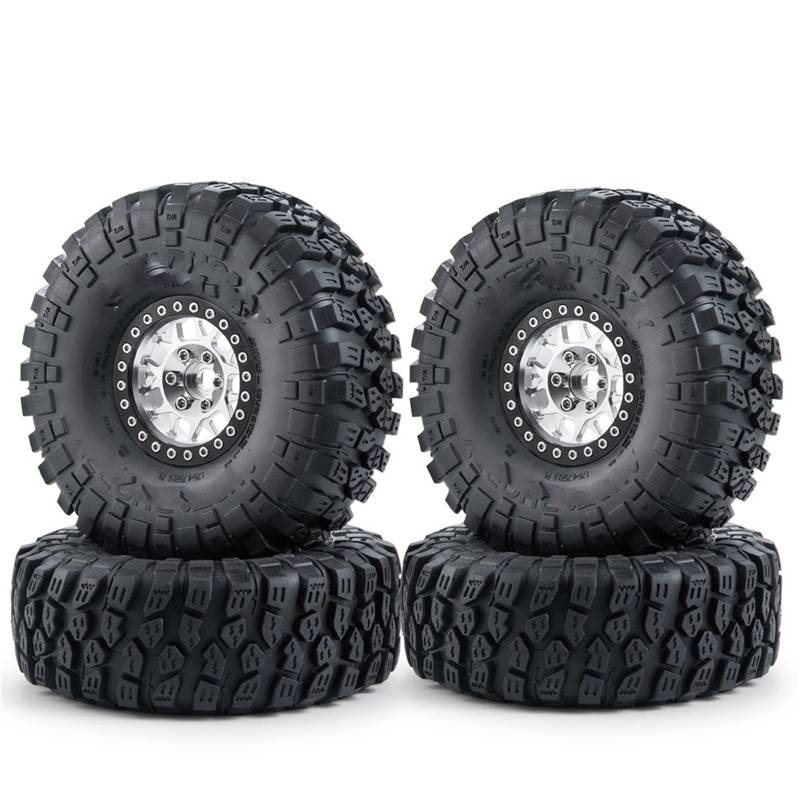 QAWRYV RC Upgrade Zubehör Für Axial Für SCX10 Für TRX-4 1/10 RC Crawler Auto Upgrade Teile 1,9 Zoll Metall Beadlock Rad Felgen Naben 120mm Gummi Reifen Modifikation Zubehör(Set 4) von QAWRYV
