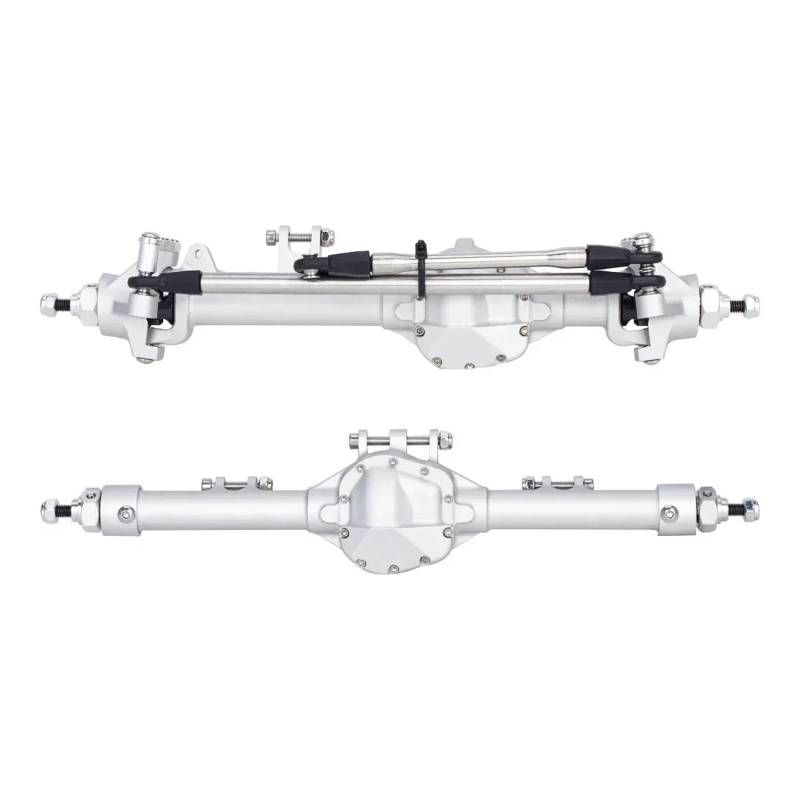 QAWRYV RC Upgrade Zubehör Für Axial Für SCX10 II Für VS4-10 1/10 RC Crawler Rock Trucks Teile Bauton Vorderer Heckversatz Gerade Achse Eingerichtetes Upgrade-Autozubehör(Silver,Set) von QAWRYV
