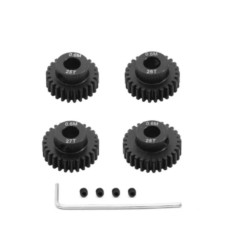 QAWRYV RC Upgrade Zubehör Für HSP 1/10 4 Stücke 0,6 M 5mm 17T 18T 20T 21T 23T 24T 25T 26T 27T 28T Ritzel Getriebe Moter Gear Set RC Auto Upgrade Teile Zubehör(25T 26T 27T 28T) von QAWRYV