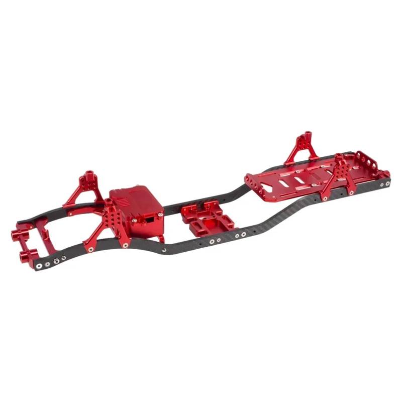 QAWRYV RC Upgrade Zubehör Für SCX10 1/10 Chassis -Set RC Crawler Mit Schienen Metallklammer Skid Platte Verstellbares Stoßfalle Radio -Box -Batterie -Tablett Upgrade RC -Autoteile(Red) von QAWRYV